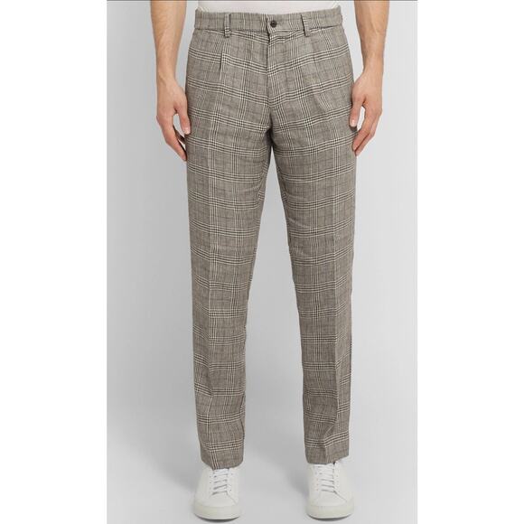 Todd Snyder Grey Slim-Fit Glen Plaid Linen Trousers Size Large - Picture 9 of 9
